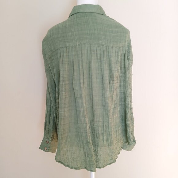 Free People Oversized Billowy Gisabelle Shirt Green Size XS - Picture 6 of 10